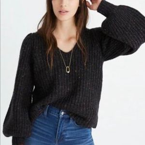 Madewell V-neck Puff Sleeve Sweater
